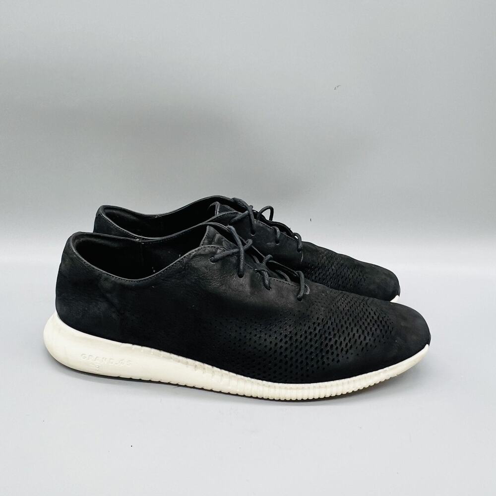 Cole Haan Shoes Womens 9 Black Suede Grand OS Perforated Sneakers Comfort Casual